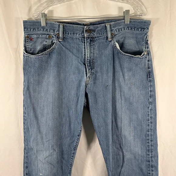 Polo Ralph Lauren Jeans Men's 36x32 Light Wash Blue Denim 100% Cotton Button Zip - Picture 2 of 13